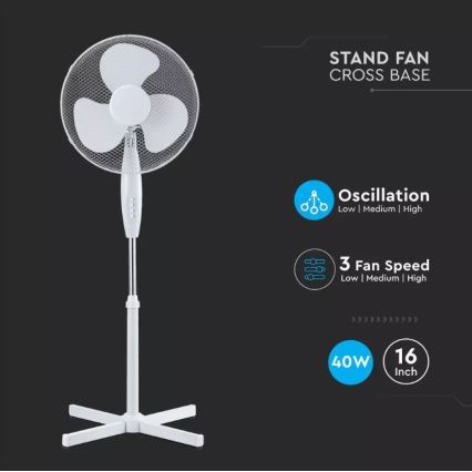 Gulvventilator diam. 41 cm 40W/230V hvid