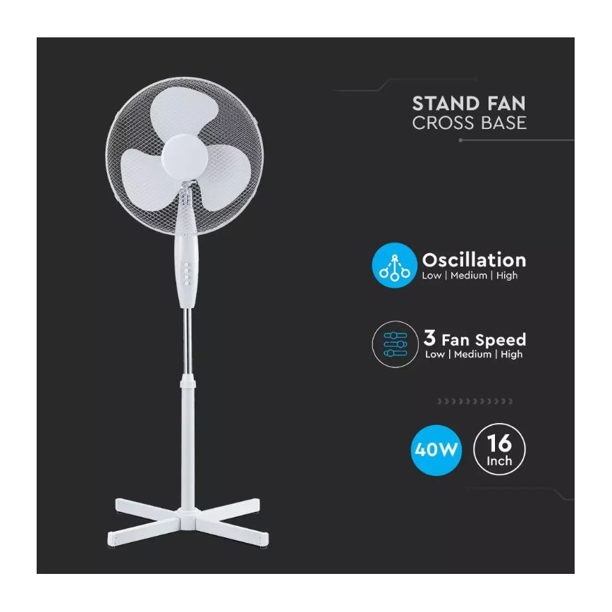 Gulvventilator diam. 41 cm 40W/230V hvid