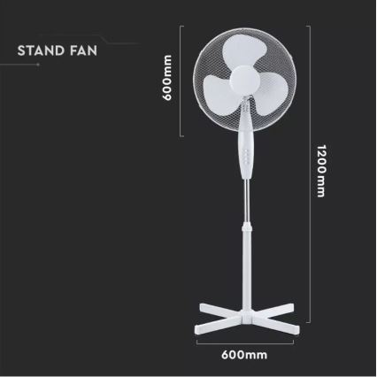 Gulvventilator diam. 41 cm 40W/230V hvid