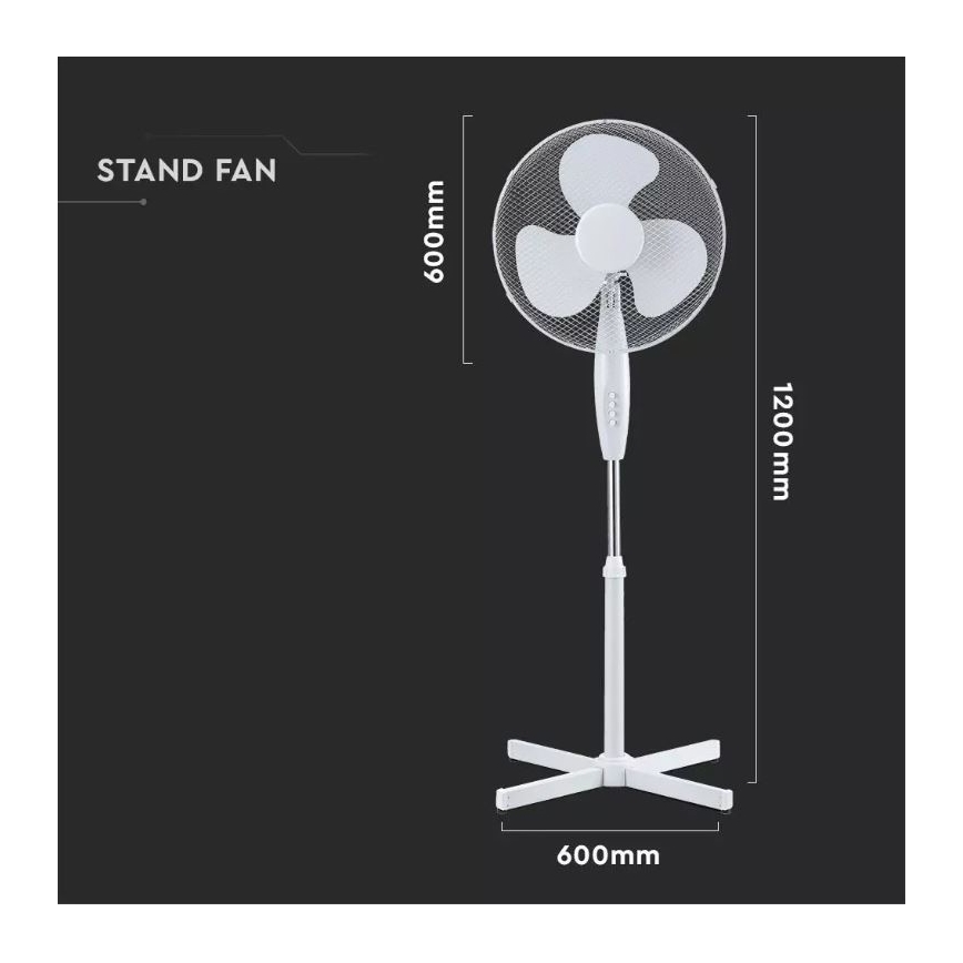 Gulvventilator diam. 41 cm 40W/230V hvid