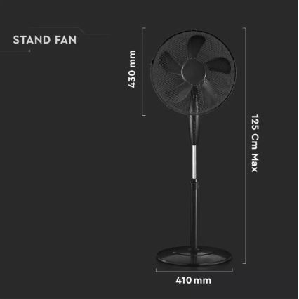 Gulvventilator diam. 43 cm 55W/230V sort