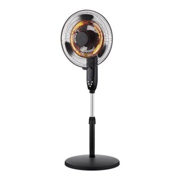Gulvventilator med varmelegeme 35 W/2000 W/230 V, Ø 40 cm, sort + fjernbetjening