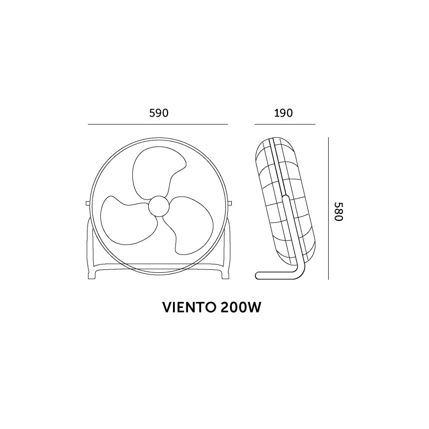 Gulvventilator VIENTO 200 W/230 V, blank krom