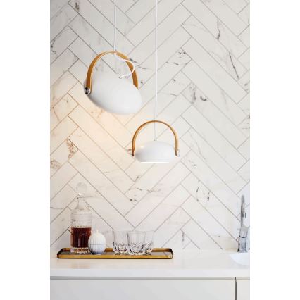 Halo Design 734337 - Pendel på wire DC 1xE27/40W/230V pr. 26 cm hvid/eg