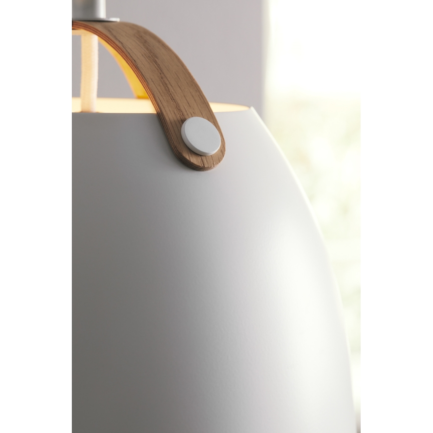 Halo Design 734870 - Pendel på ledning OSLO 1xE27/40W/230V Ø 40 cm hvid/eg