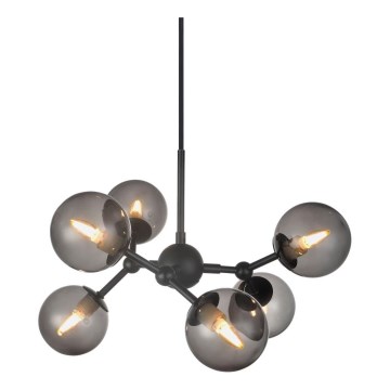 Halo Design 736553 - Pendel med wire ATOM 6xG9/28W/230V Ø 45 cm sort/røgfarvet