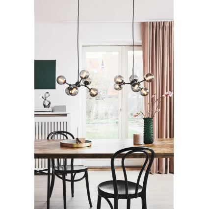 Halo Design 736553 - Pendel med wire ATOM 6xG9/28W/230V Ø 45 cm sort/røgfarvet