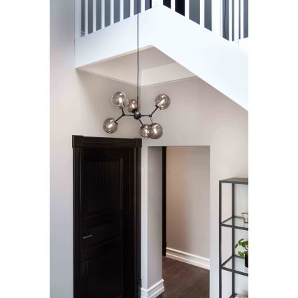 Halo Design 738823 - Pendel på wire ATOM 6xG9/28W/230V Ø 57 cm sort/røget sort