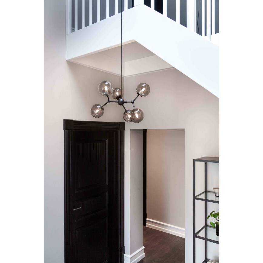 Halo Design 738823 - Pendel på wire ATOM 6xG9/28W/230V Ø 57 cm sort/røget sort