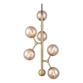 Halo Design 738861 - Pendel på wire ATOM 6xG9/28W/230V Ø 30 cm messing/røgfarvet beige