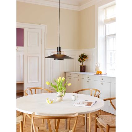 Halo Design 744503 - Pendel på wire RIVOLI 1xE27/40W/230V Ø 50 cm sort/kobber