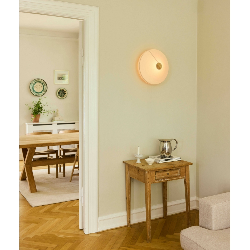 Halo Design 745111 - Væglampe PARIS 1xE27/40W/230V Ø 56 cm creme/egetræ