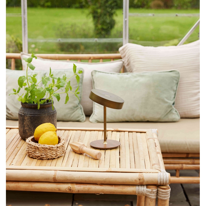 Halo Design 745784 - LED dæmpbar genopladelig bordlampe ON THE MOVE LED/2,5W/4000 mAh messing/træ