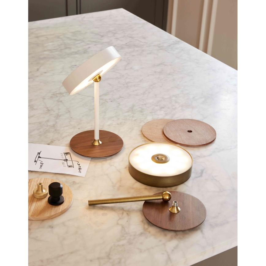 Halo Design 745784 - LED dæmpbar genopladelig bordlampe ON THE MOVE LED/2,5W/4000 mAh messing/træ