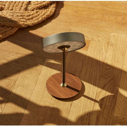 Halo Design 745791 - LED dæmpbar genopladelig bordlampe ON THE MOVE LED/2,5W/4000 mAh grå/træ