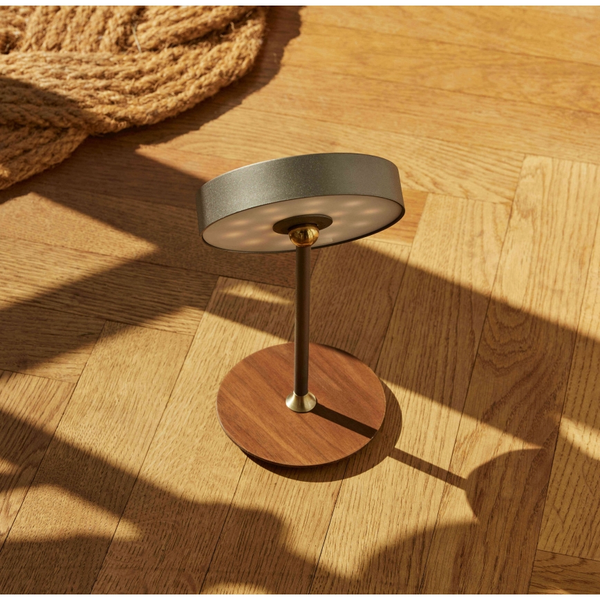 Halo Design 745791 - LED dæmpbar genopladelig bordlampe ON THE MOVE LED/2,5W/4000 mAh grå/træ