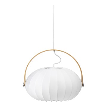 Halo Design 746347 - Pendel på ledning DC 1xE27/40W/230V Ø 40 cm hvid/eg