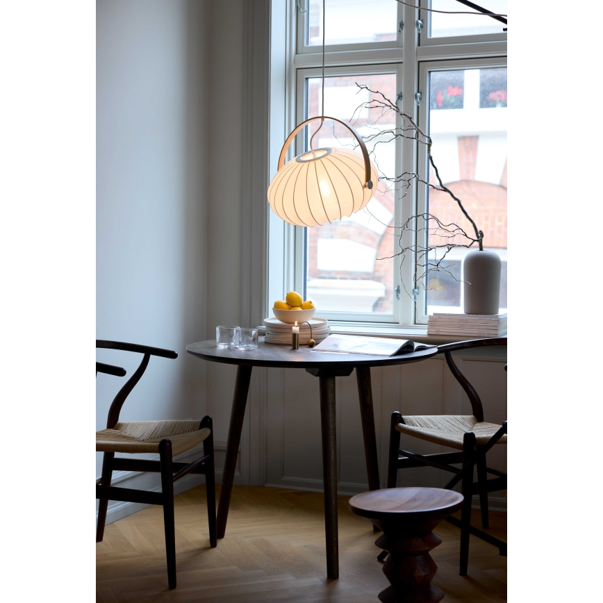 Halo Design 746347 - Pendel på ledning DC 1xE27/40W/230V Ø 40 cm hvid/eg