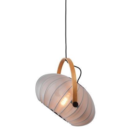 Halo Design 746354 - Pendel på ledning DC 1xE27/40W/230V Ø 40 cm grå/eg