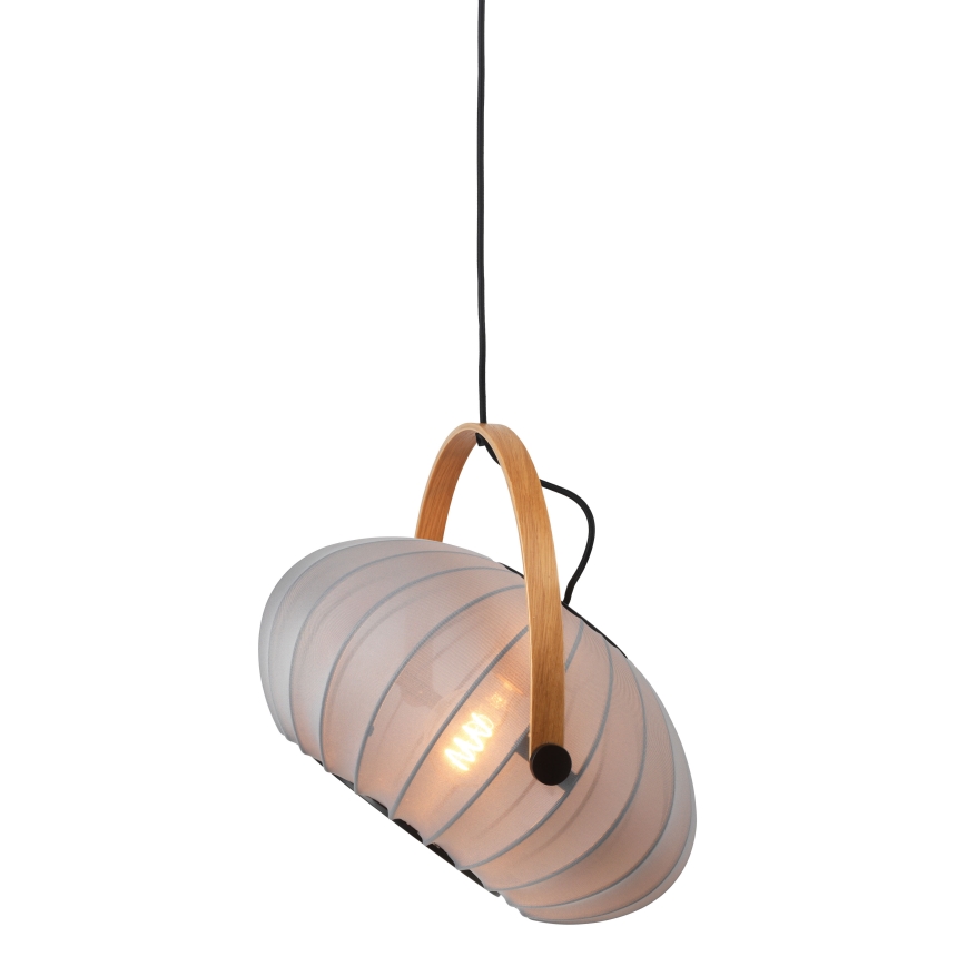 Halo Design 746354 - Pendel på ledning DC 1xE27/40W/230V Ø 40 cm grå/eg