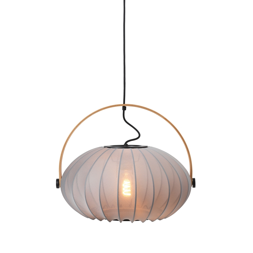 Halo Design 746354 - Pendel på ledning DC 1xE27/40W/230V Ø 40 cm grå/eg