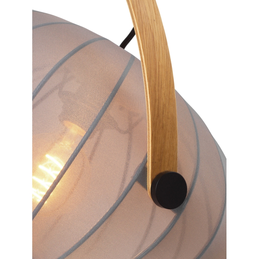 Halo Design 746354 - Pendel på ledning DC 1xE27/40W/230V Ø 40 cm grå/eg