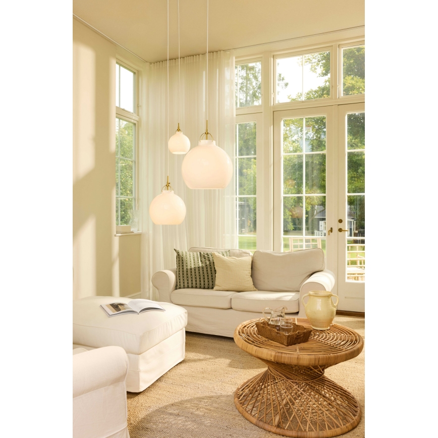Halo Design 747924 - Pendel på wire TOSCANA 1xG9/28W/230V Ø 18 cm cremefarvet/messing