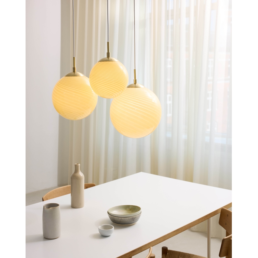 Halo Design 748471 - Pendel på ledning CANDY 1xE27/25W/230V Ø 25 cm beige/messing