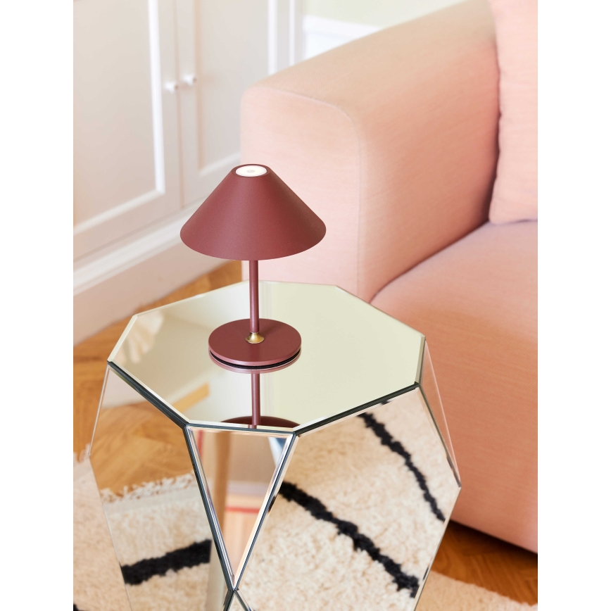 Halo Design 800834 - Dæmpbar genopladelig udendørs bordlampe HYGGE LED/3W/4000 mAh IP54 bordeaux