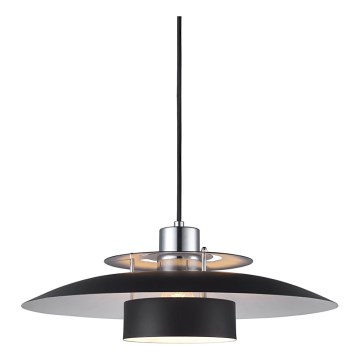 Halo Design 990259 - Pendel på ledning SORUP 1xE27/40W/230V Ø 40 cm sort/blank krom