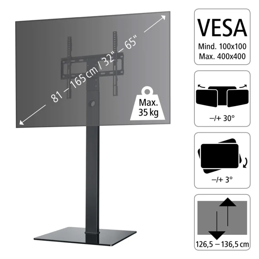 Hama - Gulvbeslag til tv swivel 32-65 sort
