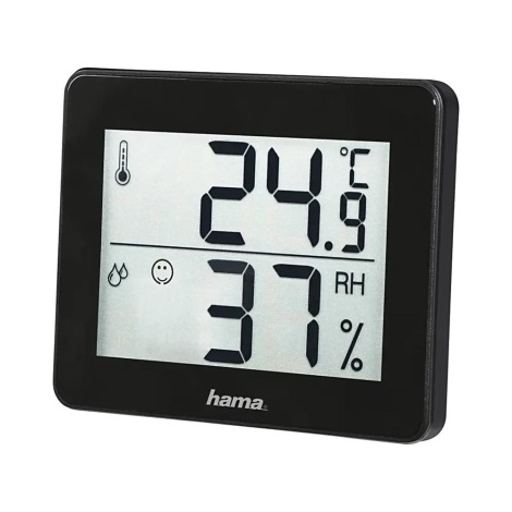 Hama - Indendørs termometer med fugtmåler 1xCR2025 sort