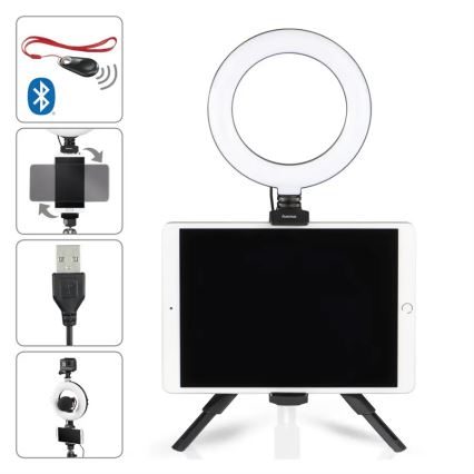 Hama - LED dæmpbart cirkulært lys med stativ LED/5,8W/5V Ø 17 cm + fjernbetjening