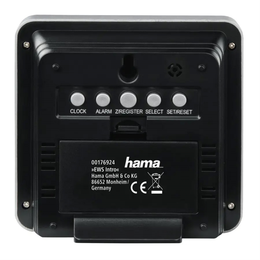 Hama - Vejrstation med LCD-display og vækkeur 2xAA + 2xAA sort/grå