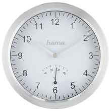 Hama - Vægur med termometer til badeværelse 1xAA IPX4 sølvfarvet