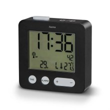 Hama - Vækkeur med LCD-display og termometer 2xAAA sort