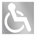 Handicap-ikon 12x12 cm rustfrit stål/sølv