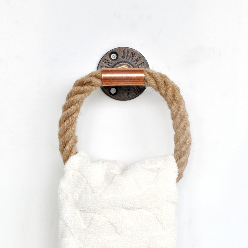 Håndklædeholder 16x16 cm beige/guldfarvet