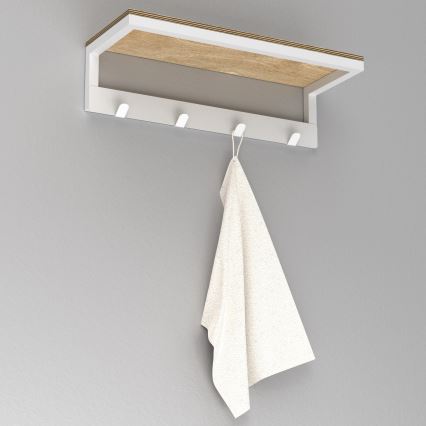 Håndklædeholder med hylde 10x40 cm hvid