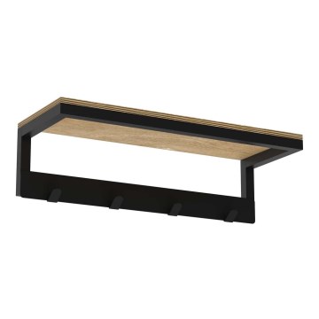Håndklædeholder med hylde 10x40 cm sort