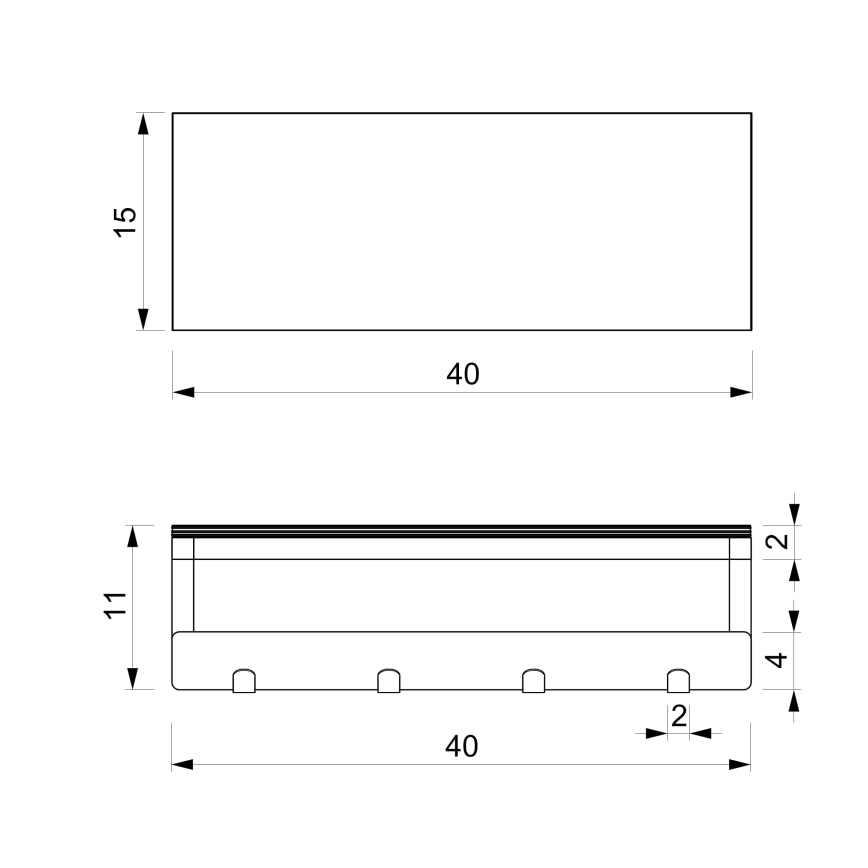 Håndklædeholder med hylde 10x40 cm sort