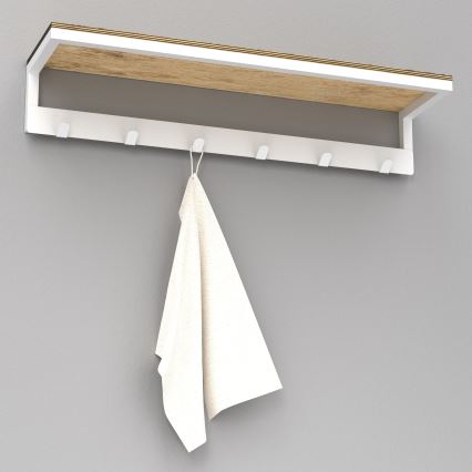 Håndklædeholder med hylde 10x60 cm hvid
