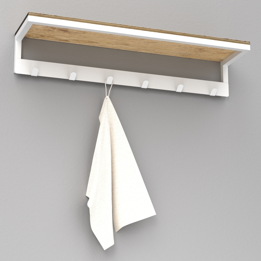 Håndklædeholder med hylde 10x60 cm hvid
