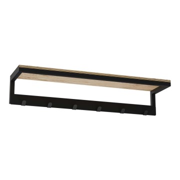 Håndklædeholder med hylde 10x60 cm sort