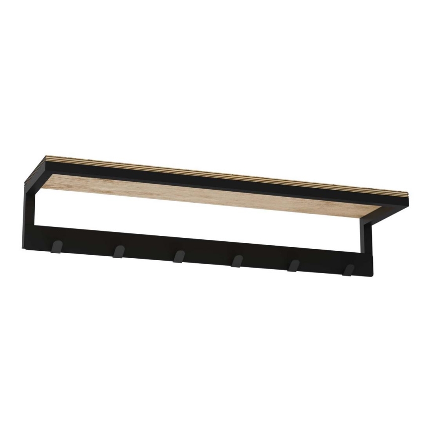 Håndklædeholder med hylde 10x60 cm sort