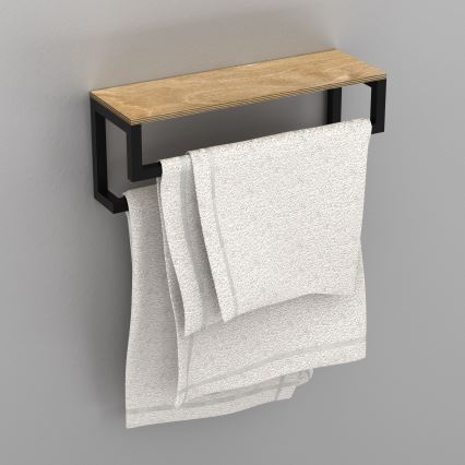 Håndklædeholder med hylde 14x40 cm sort