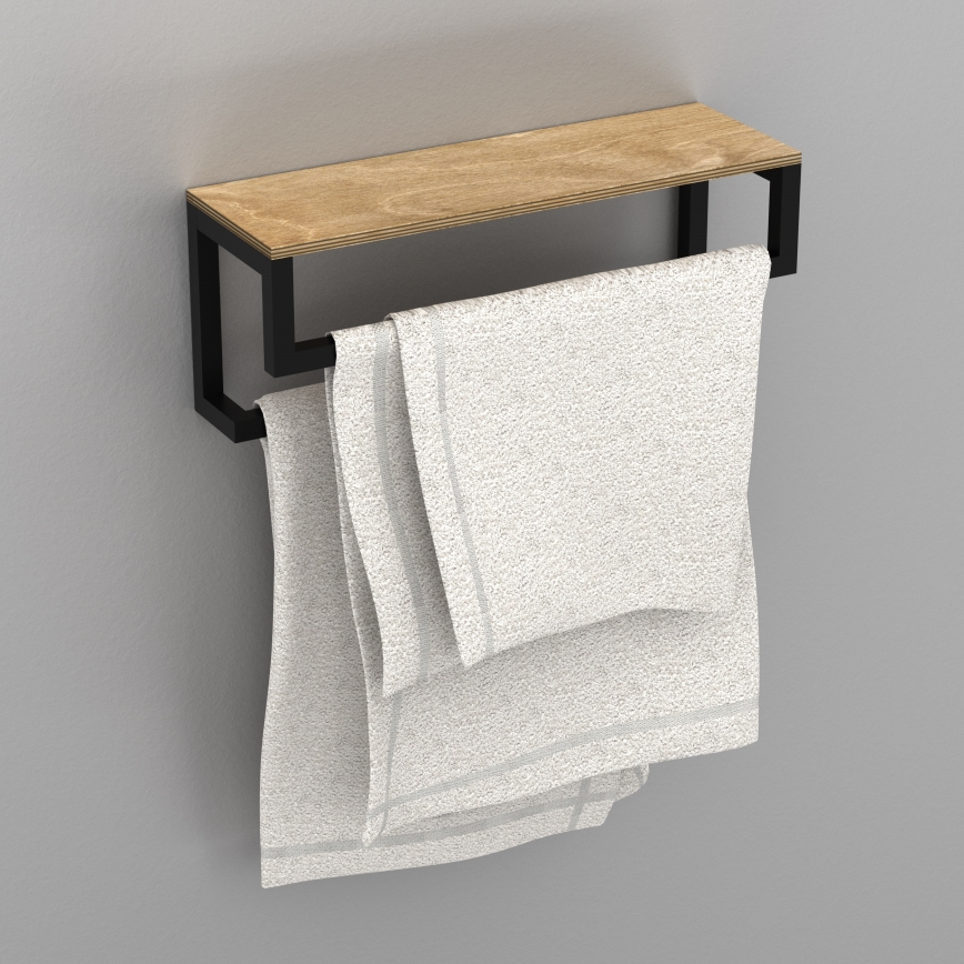 Håndklædeholder med hylde 14x40 cm sort