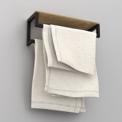 Håndklædeholder med hylde 14x40 cm sort
