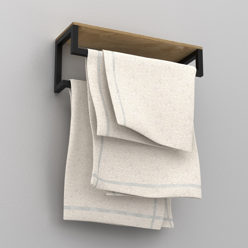 Håndklædeholder med hylde 14x40 cm sort