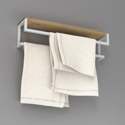 Håndklædeholder med hylde 14x60 cm hvid